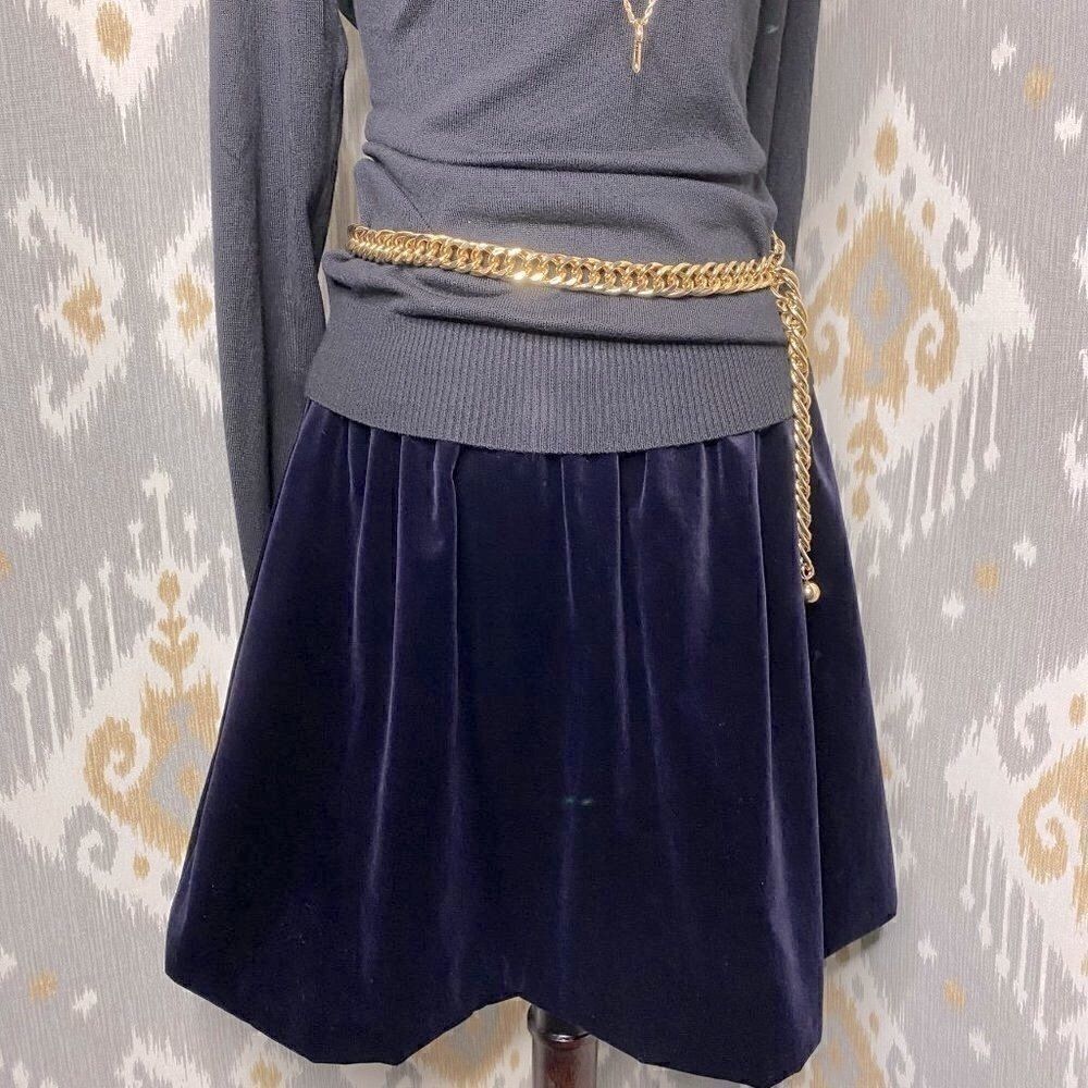 Ralph Lauren Luxe Purple Velvet Gathered Skirt